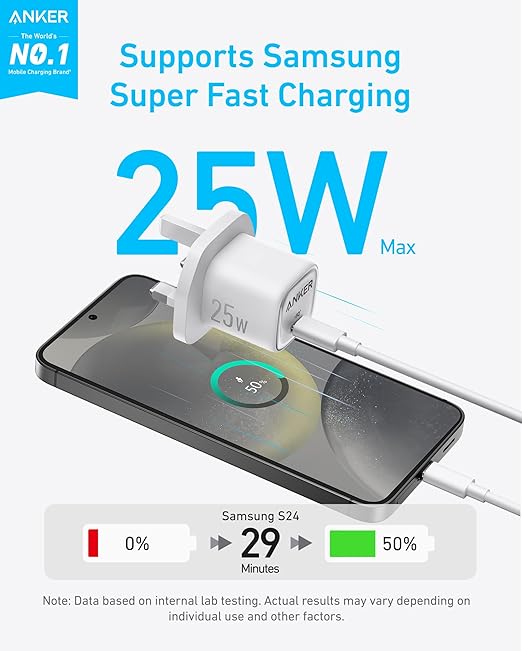 Anker Charger (25W, Compact) with USB-C cable