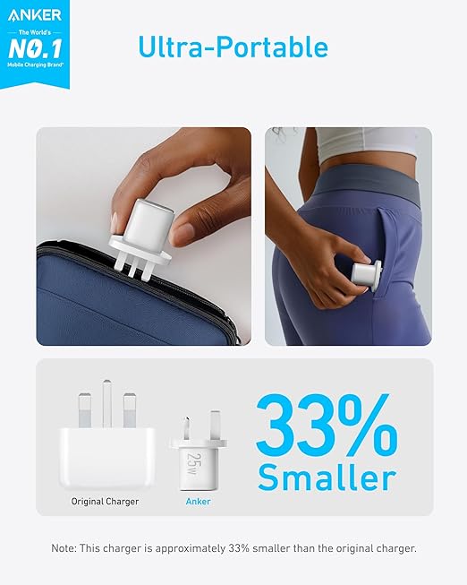 Anker 25W USB C Plug, Supports PPS Fast Charging for for iPhone 16/16 Pro/16 Pro Max/15
