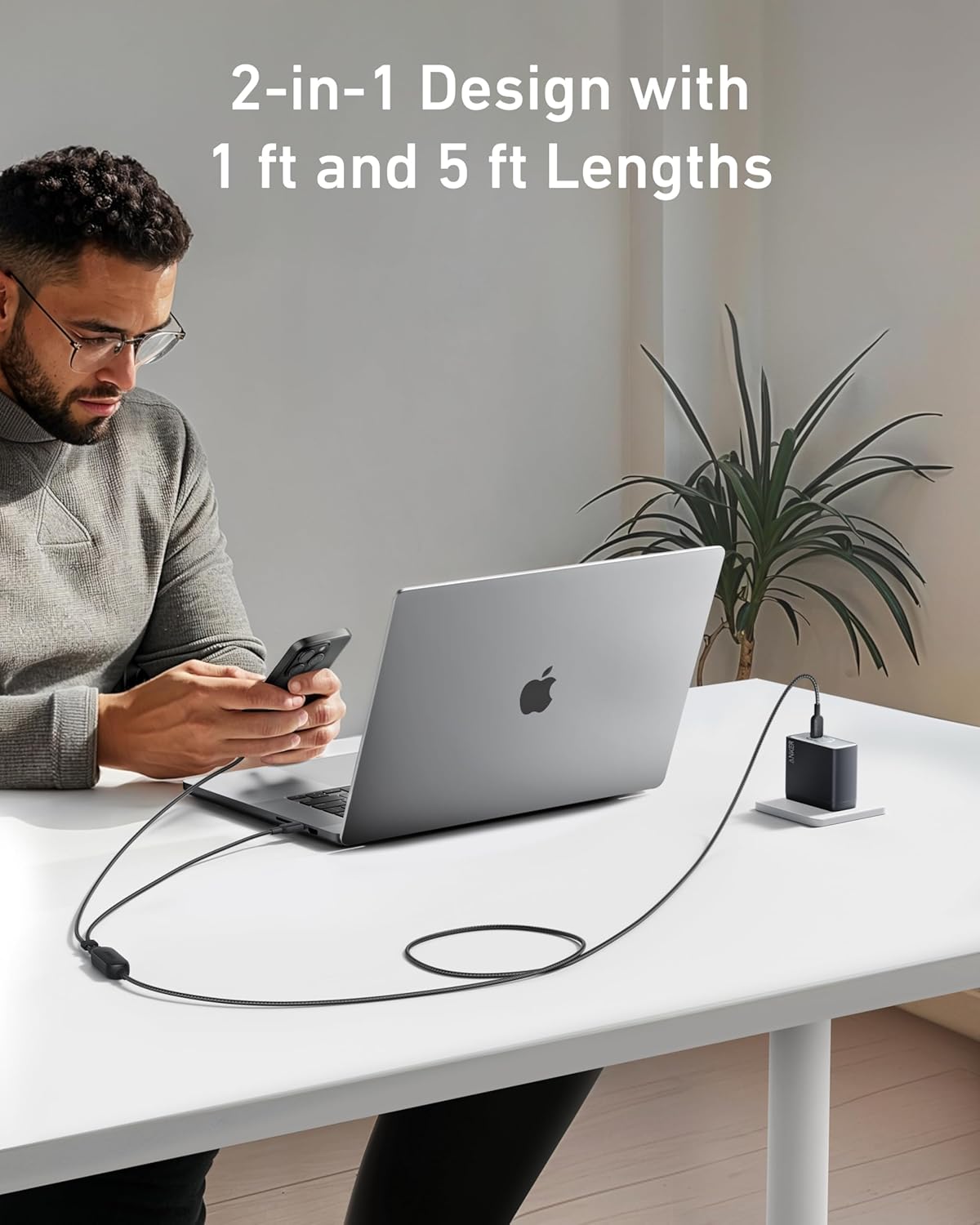 Anker 2-in-1 USB C to USB C Cable 140W 1.8m