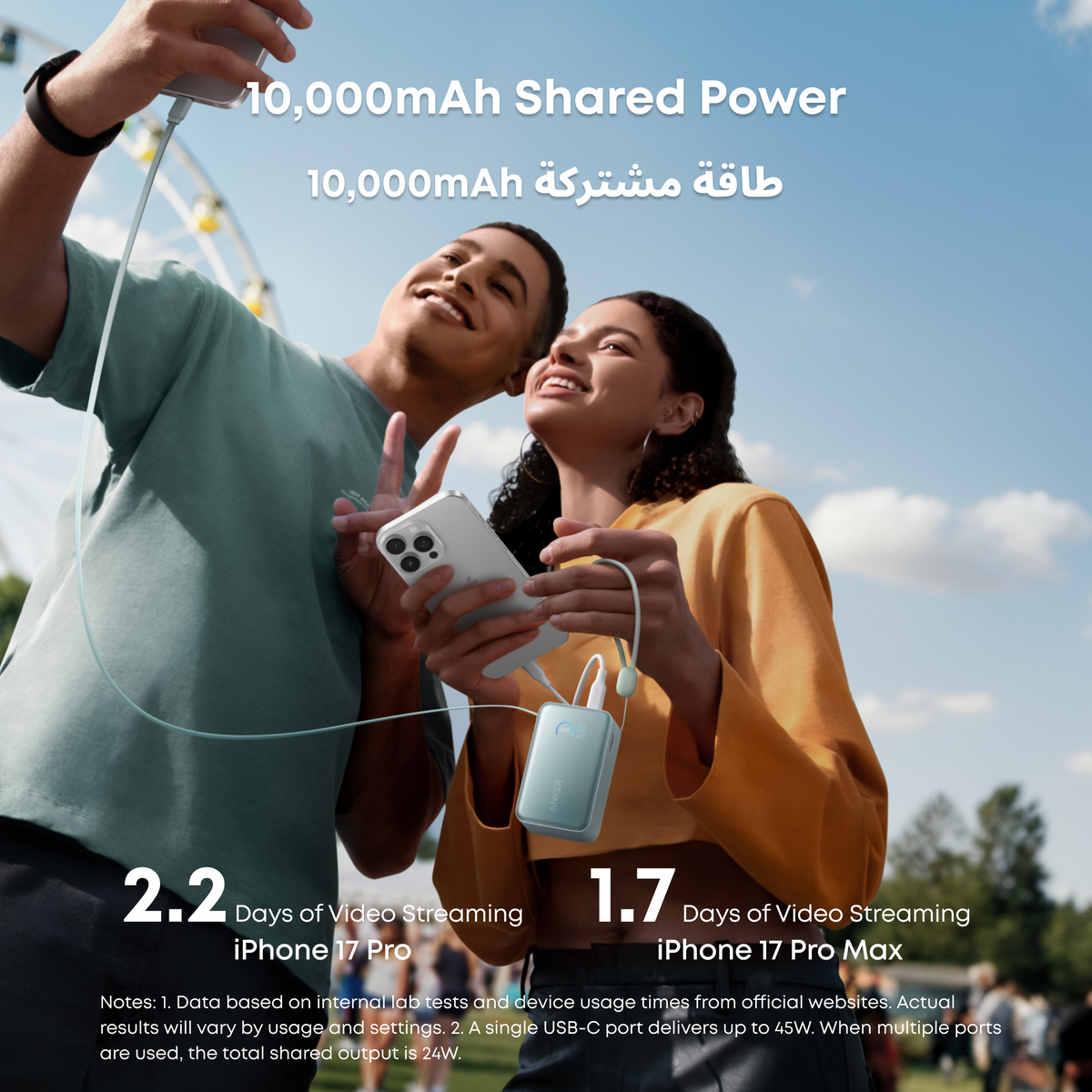Anker Nano Power Bank 10000mAh 45W Built-In Retractable USB-C Cable