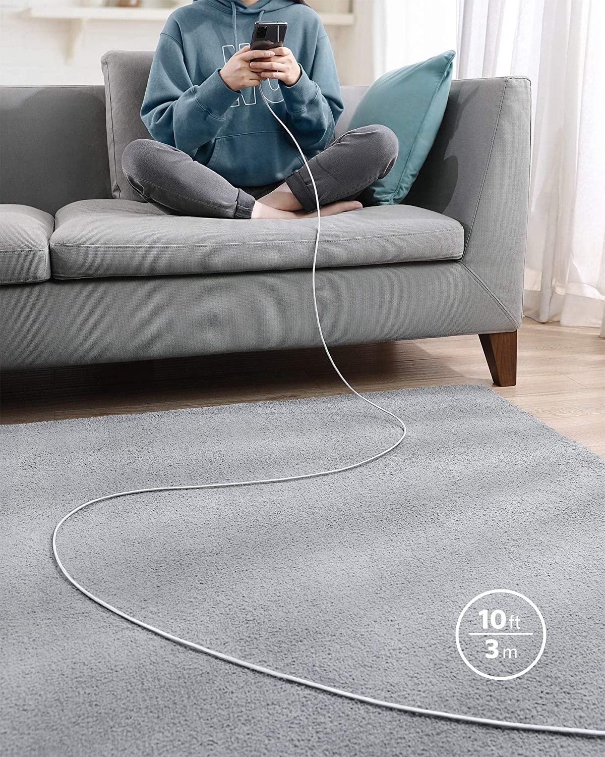 New Nylon USB-C to USB-C 100W Cable (10 ft)