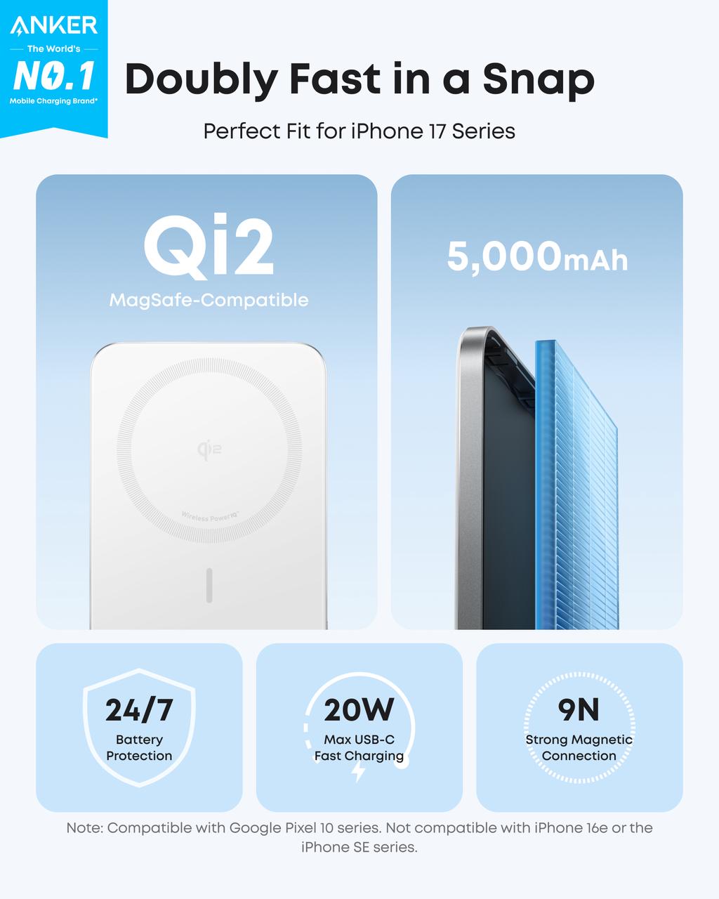 Anker Nano Power Bank (5K, MagGo, Slim)