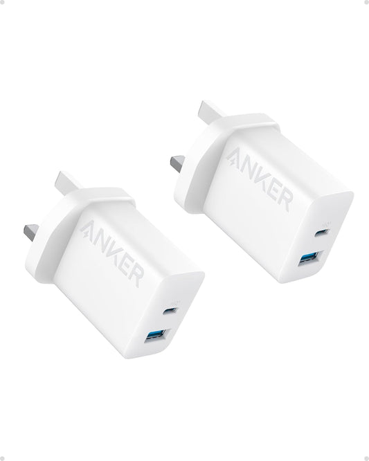 Anker USB-C Charger (20W, 2-Port, 2-Pack) (Cable Not Included)