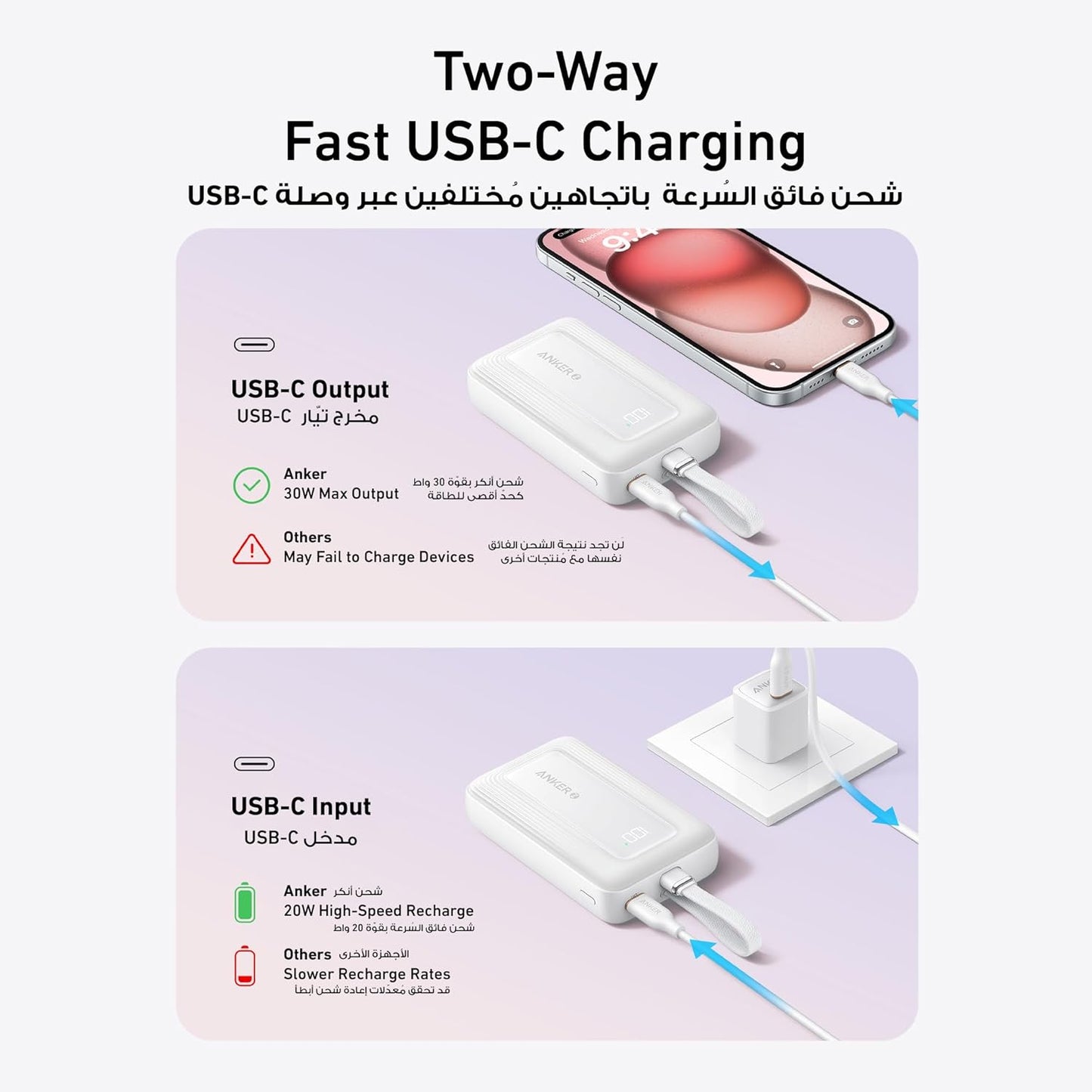 Anker Power Bank 10000mAh 30W Built-In USB-C Cable