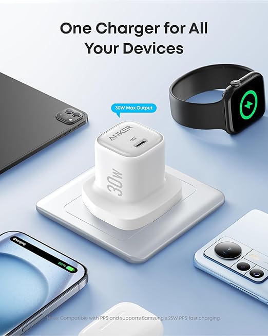 Anker Wall Charger 30W USB-C Compact and Foldable Charger