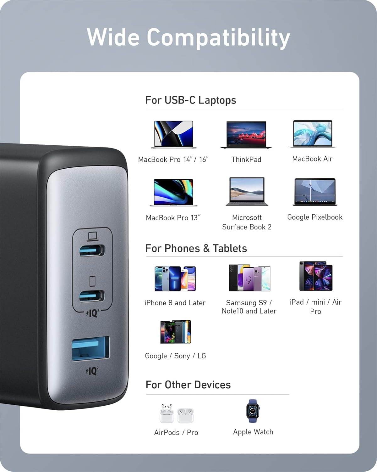 USB C Plug, Anker 100W USB C Charger, 736 Charger (Nano II 100W)