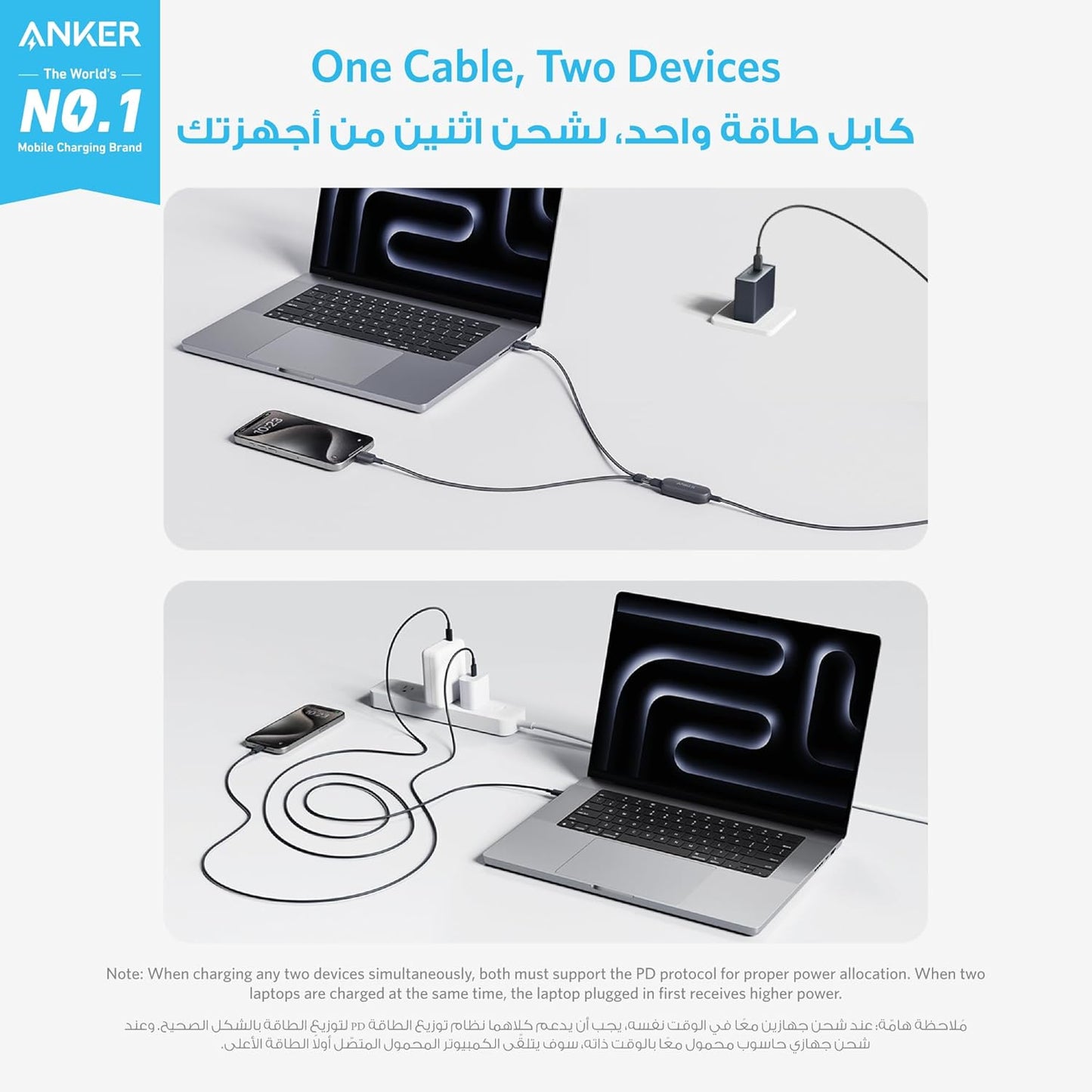 Anker 2-in-1 USB C to USB C Cable 140W 1.2m