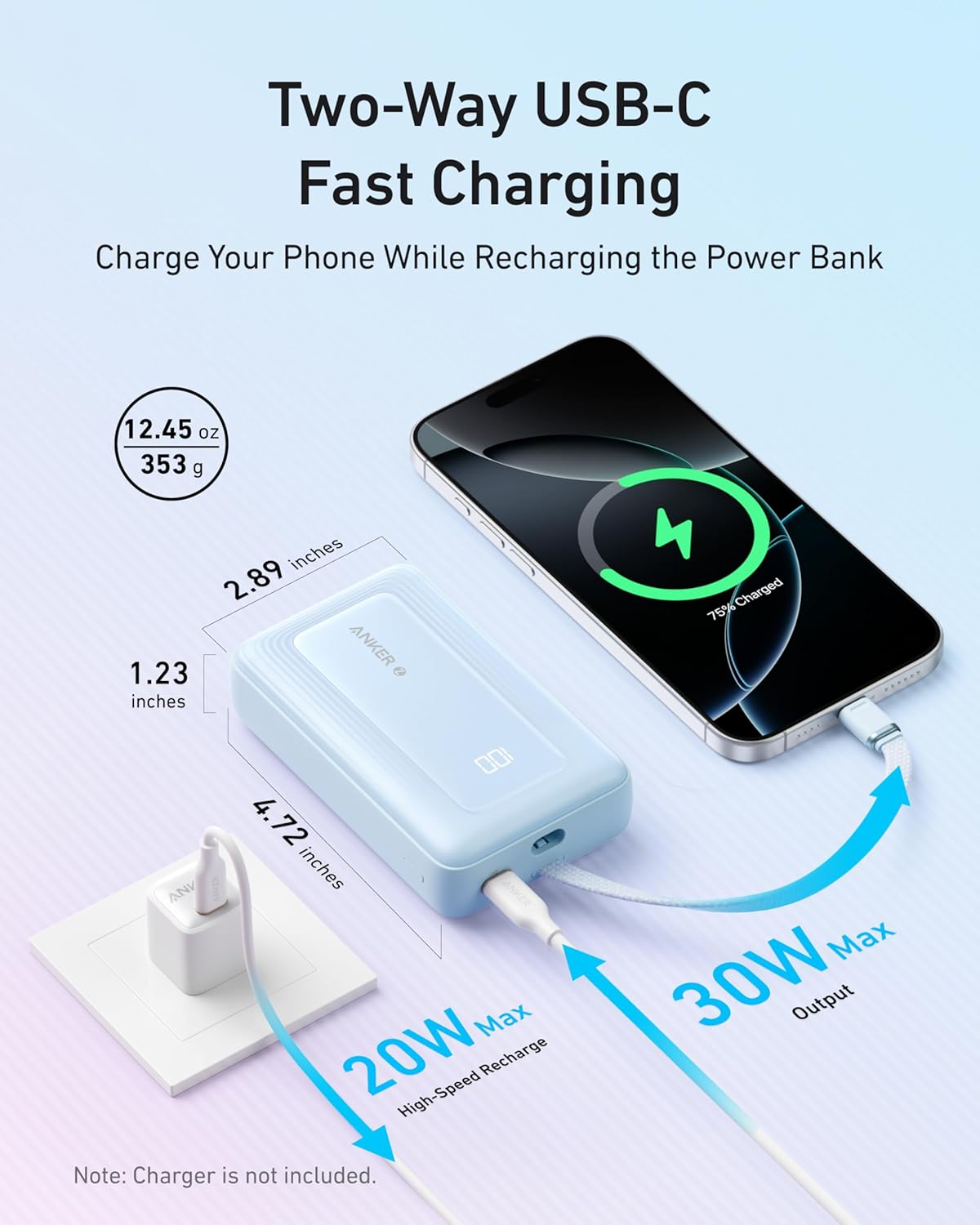 Anker Power Bank 20000mAh 30W Built-In USB-C Cable