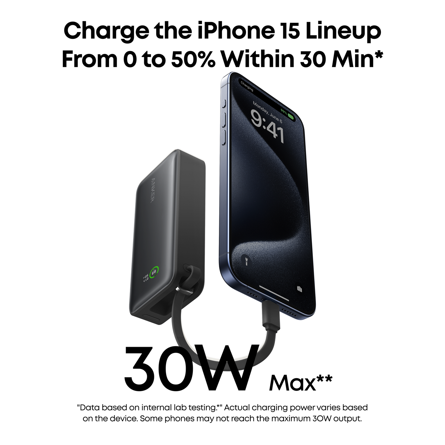 Anker Nano Power Bank 10000mAh 30W Built-In USB-C Cable