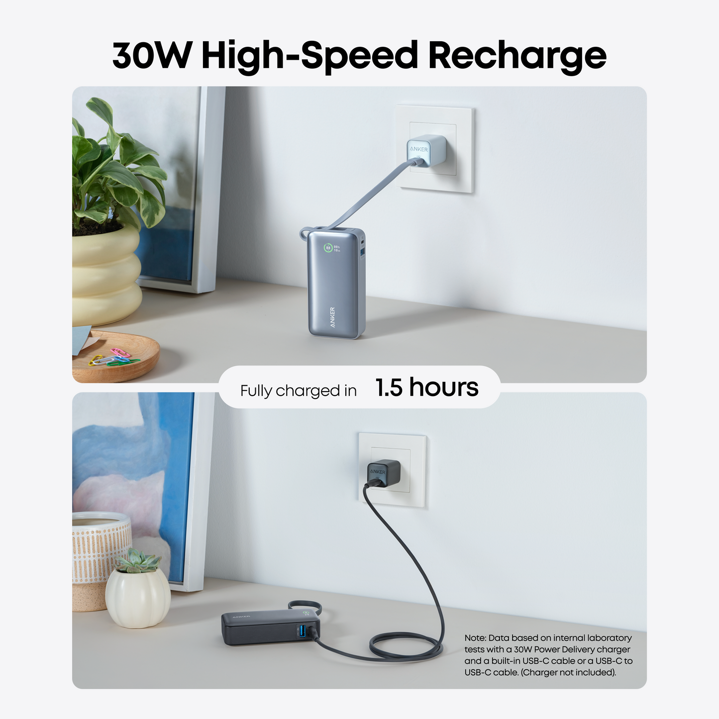 Anker Nano Power Bank 10000mAh 30W Built-In USB-C Cable