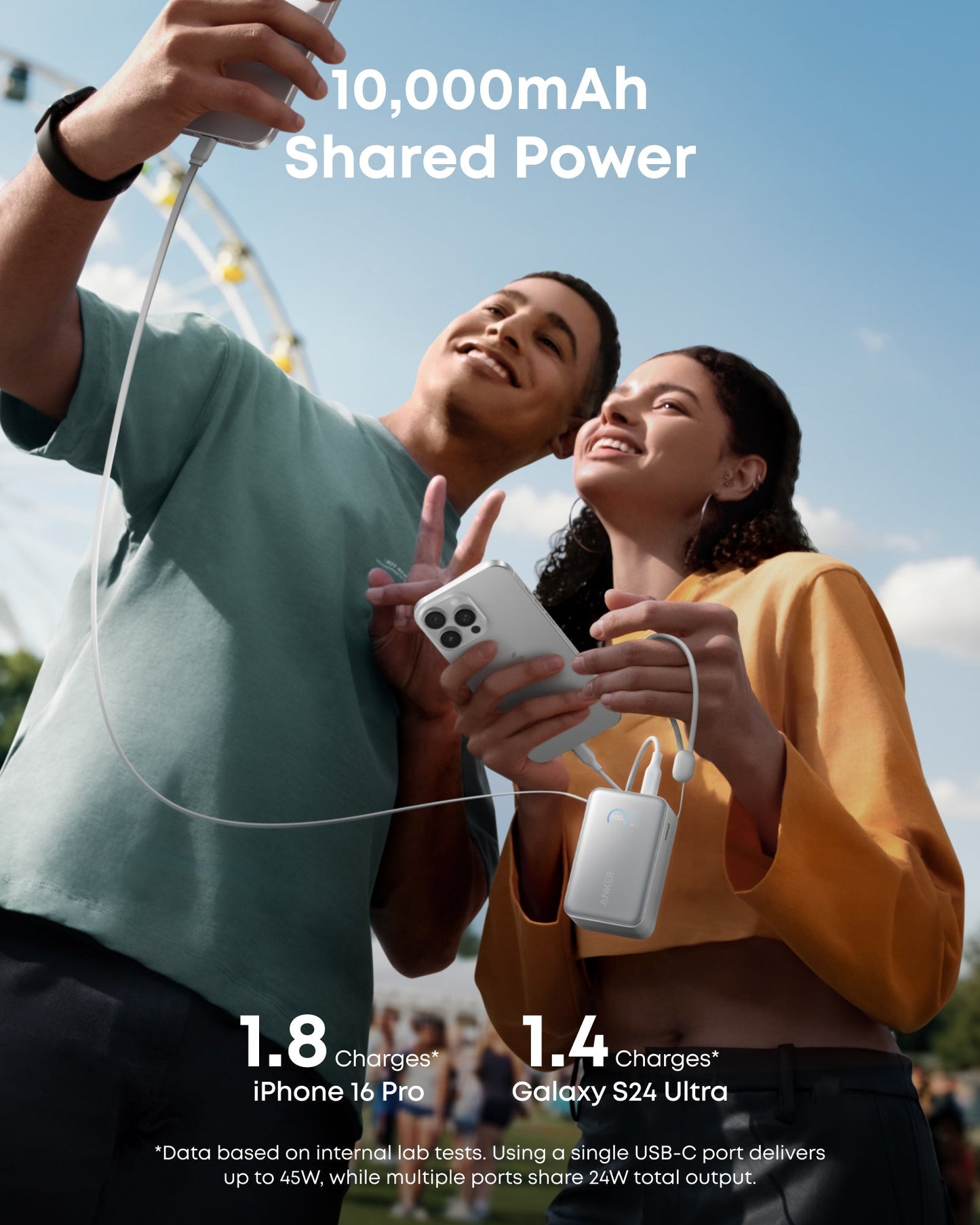 Anker Nano Power Bank 10000mAh 45W Built-In Retractable USB-C Cable