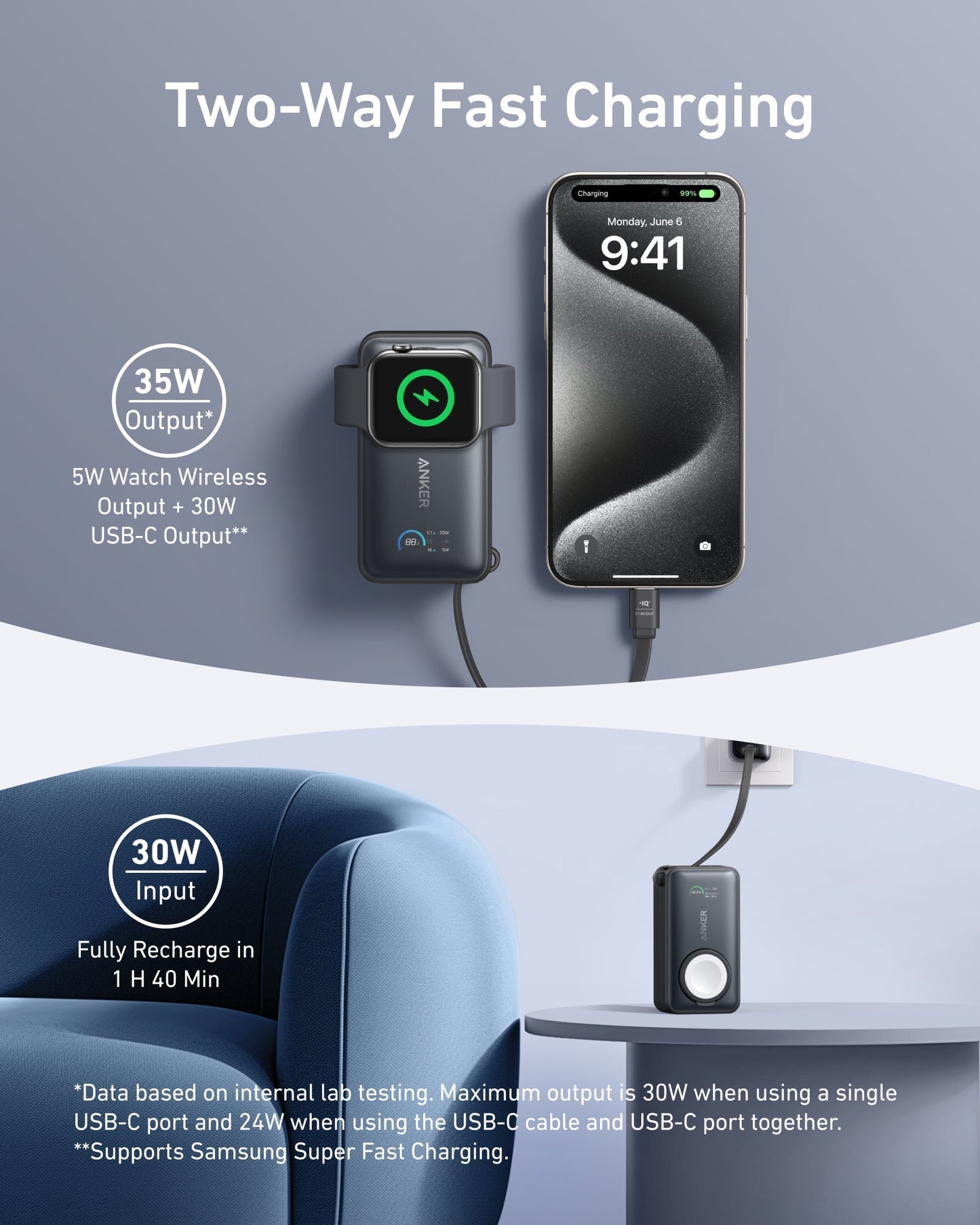 Anker MagGo Power Bank 10000mAh 35W For Apple Watch