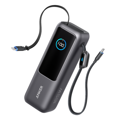Anker Power Bank 25000mAh 165W Built-In Retractable USB-C Cable