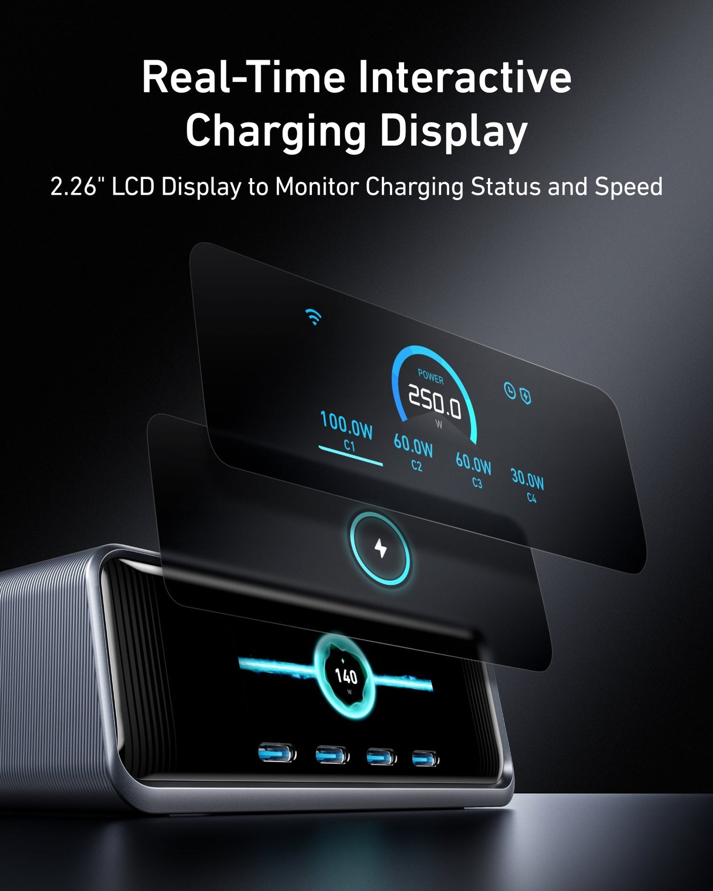 Anker Prime Desktop Charger 250W 6 Ports + Anker USB C to USB C Cable (3.3FT, 2Pack)