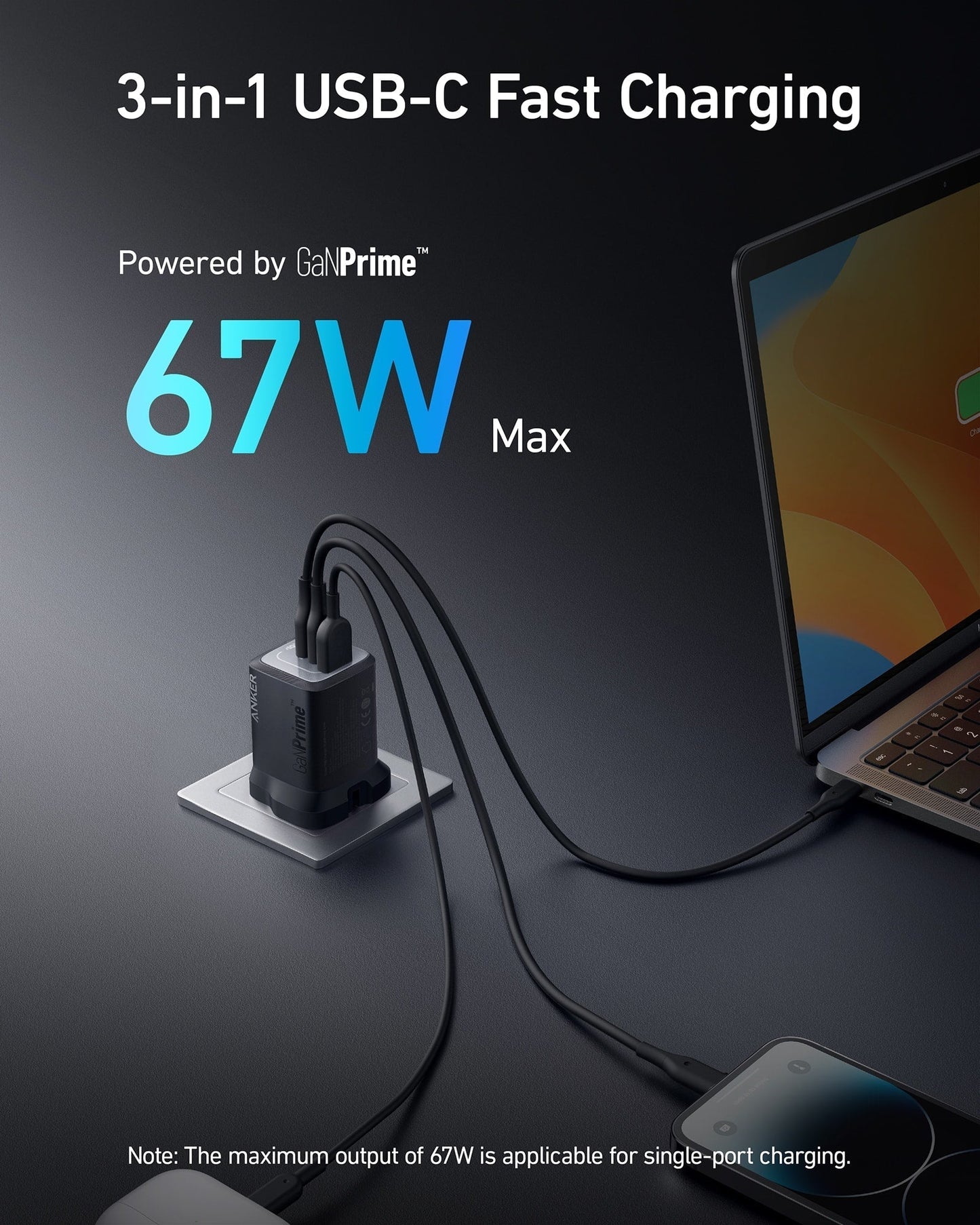Anker Wall Charger 67W 3 Ports 735 Charger