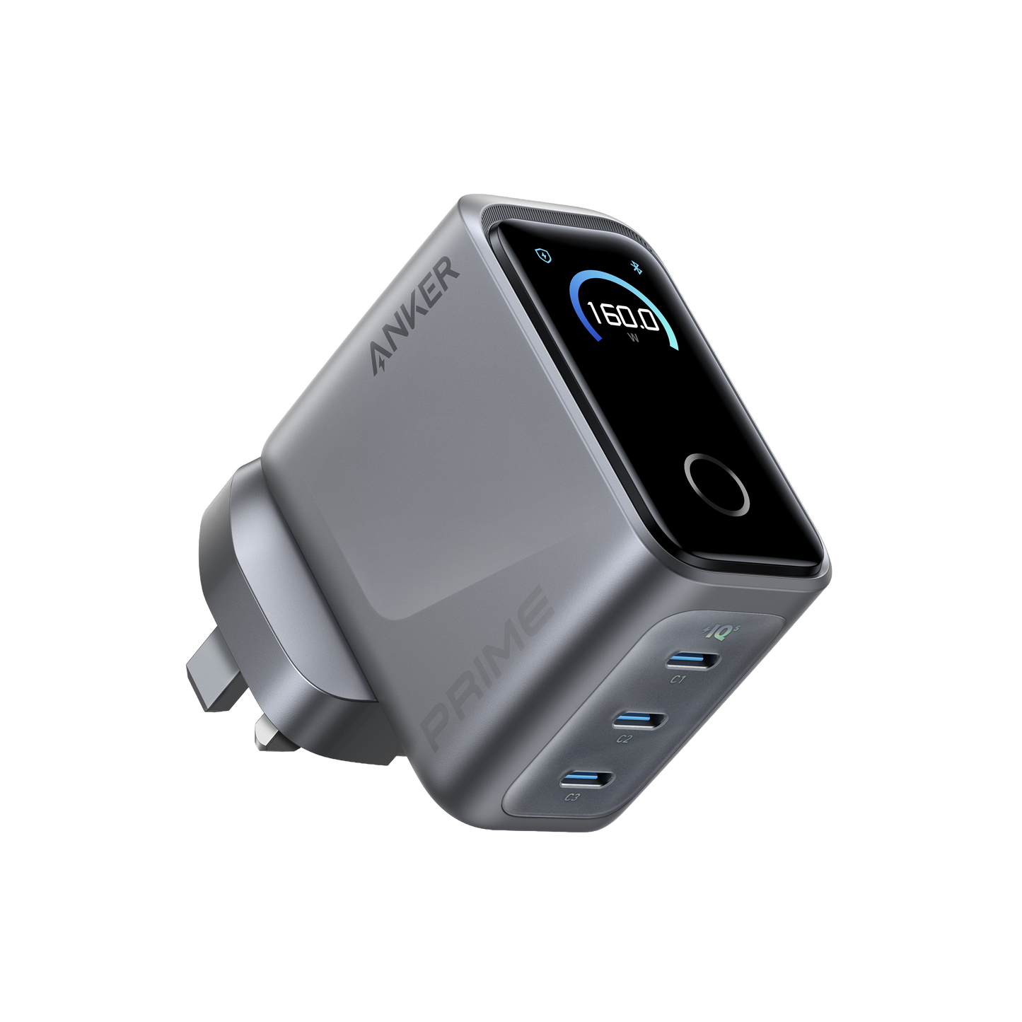 Anker Prime Charger (160W, 3 Ports, Smart Display)