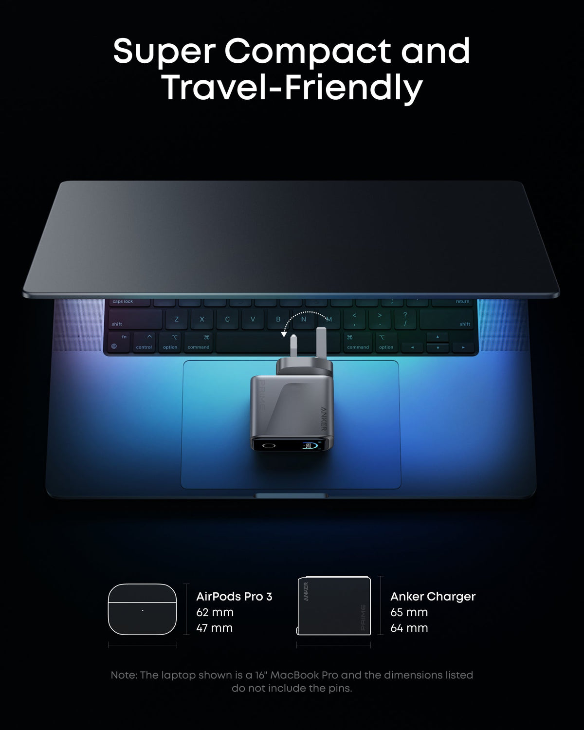Anker Prime Charger (160W, 3 Ports, Smart Display) + USB-C to USB-C Cable (240W, Upcycled-Braided)