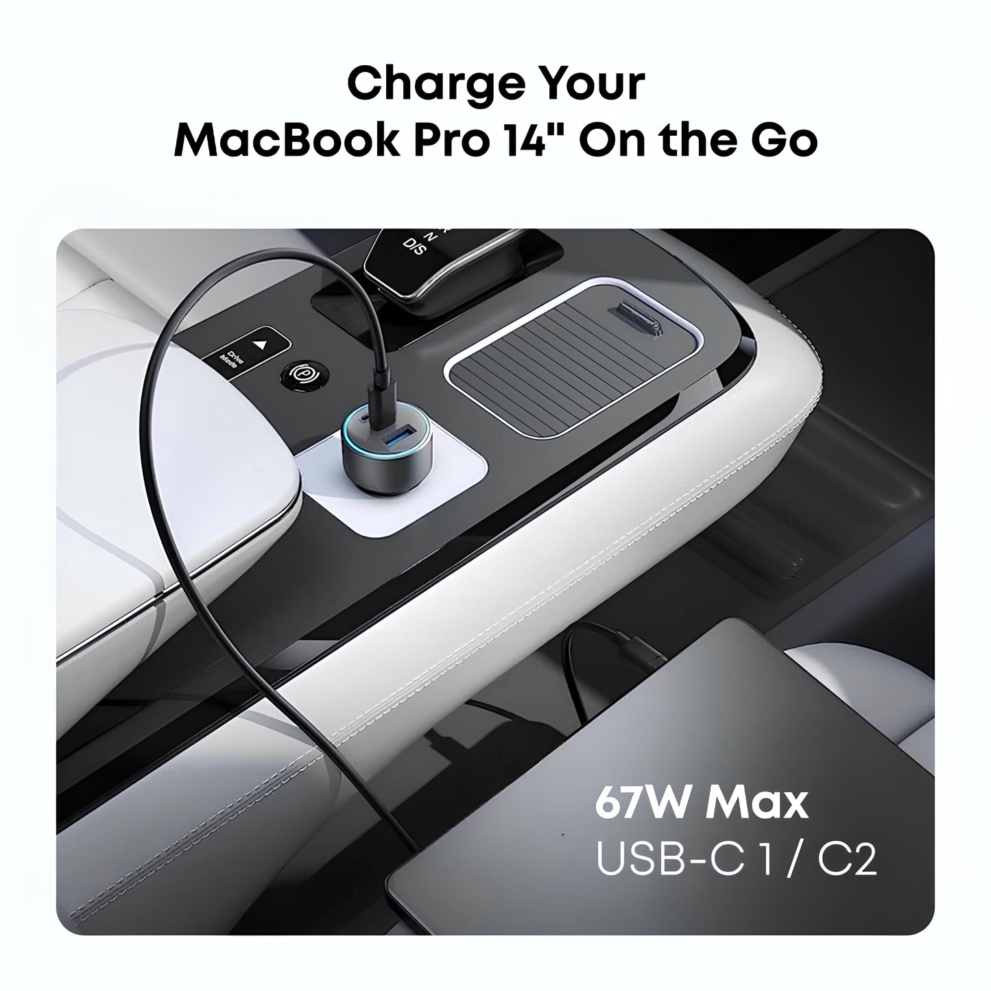 Anker 335 Car Charger, 67W, 3-Port with 2 USB-C and 1 USB-A, Black
