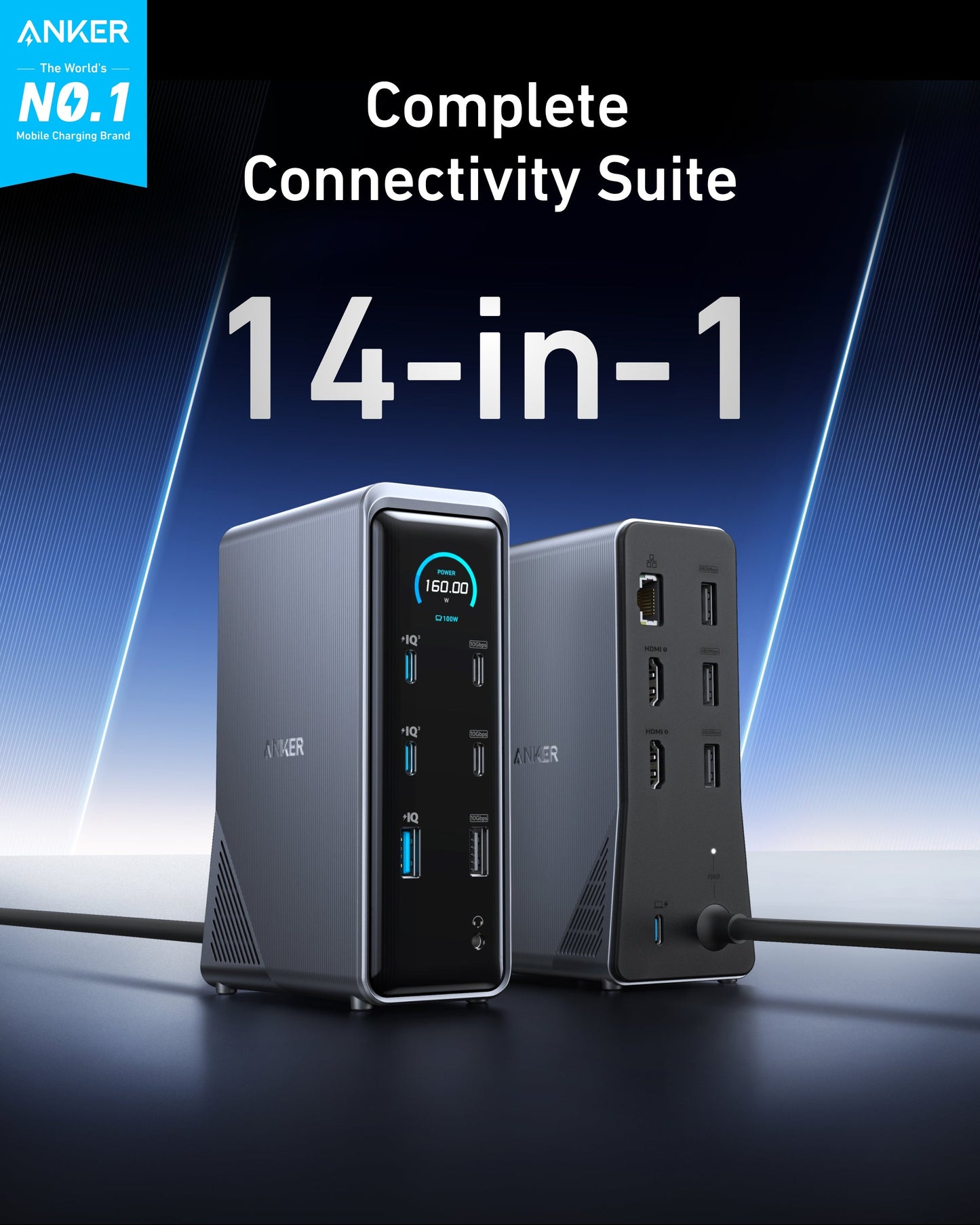 Anker Prime Charging Docking Station 160W 14-in-1 Dual Display
