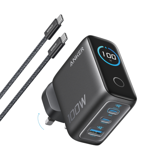 Anker Charger (100W, 3 Ports, Smart Display)