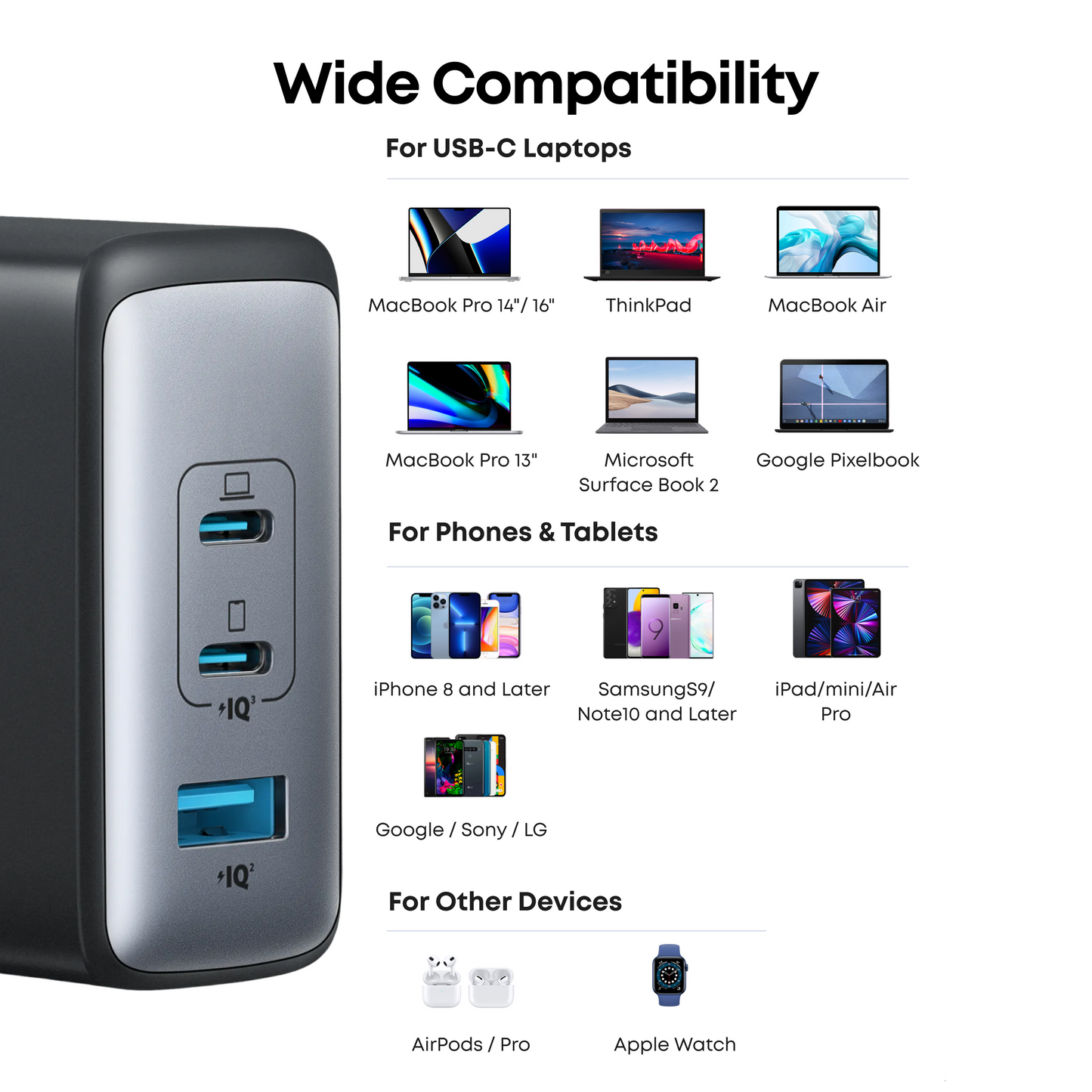 USB C Plug, Anker 100W USB C Charger, 736 Charger (Nano II 100W)