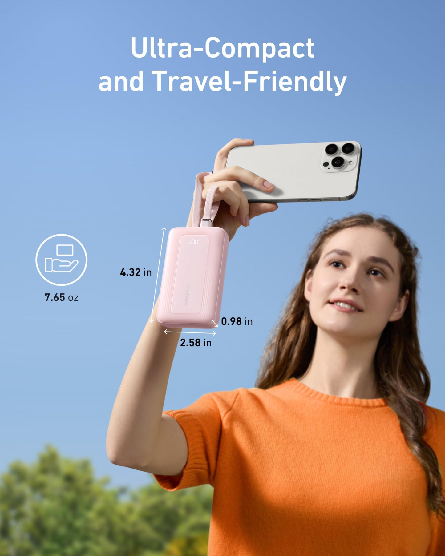 Anker Zolo Power Bank (20K, Built-In USB-C and Lightning Cable)