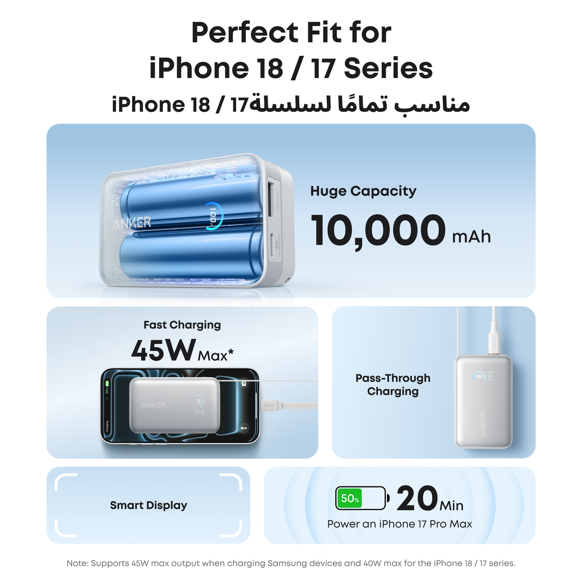 Anker Nano Power Bank 10000mAh 45W Built-In Retractable USB-C Cable