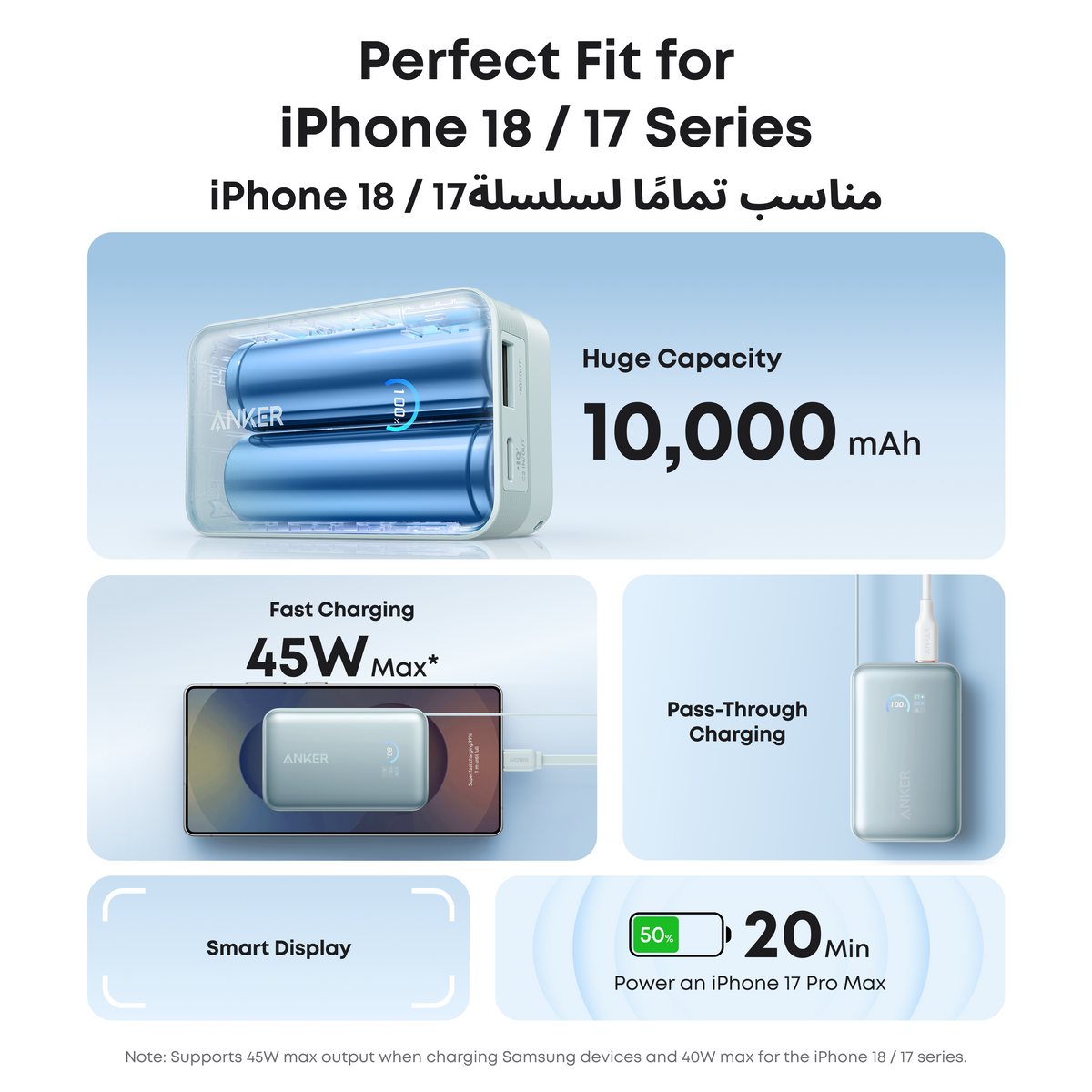 Anker Nano Power Bank 10000mAh 45W Built-In Retractable USB-C Cable