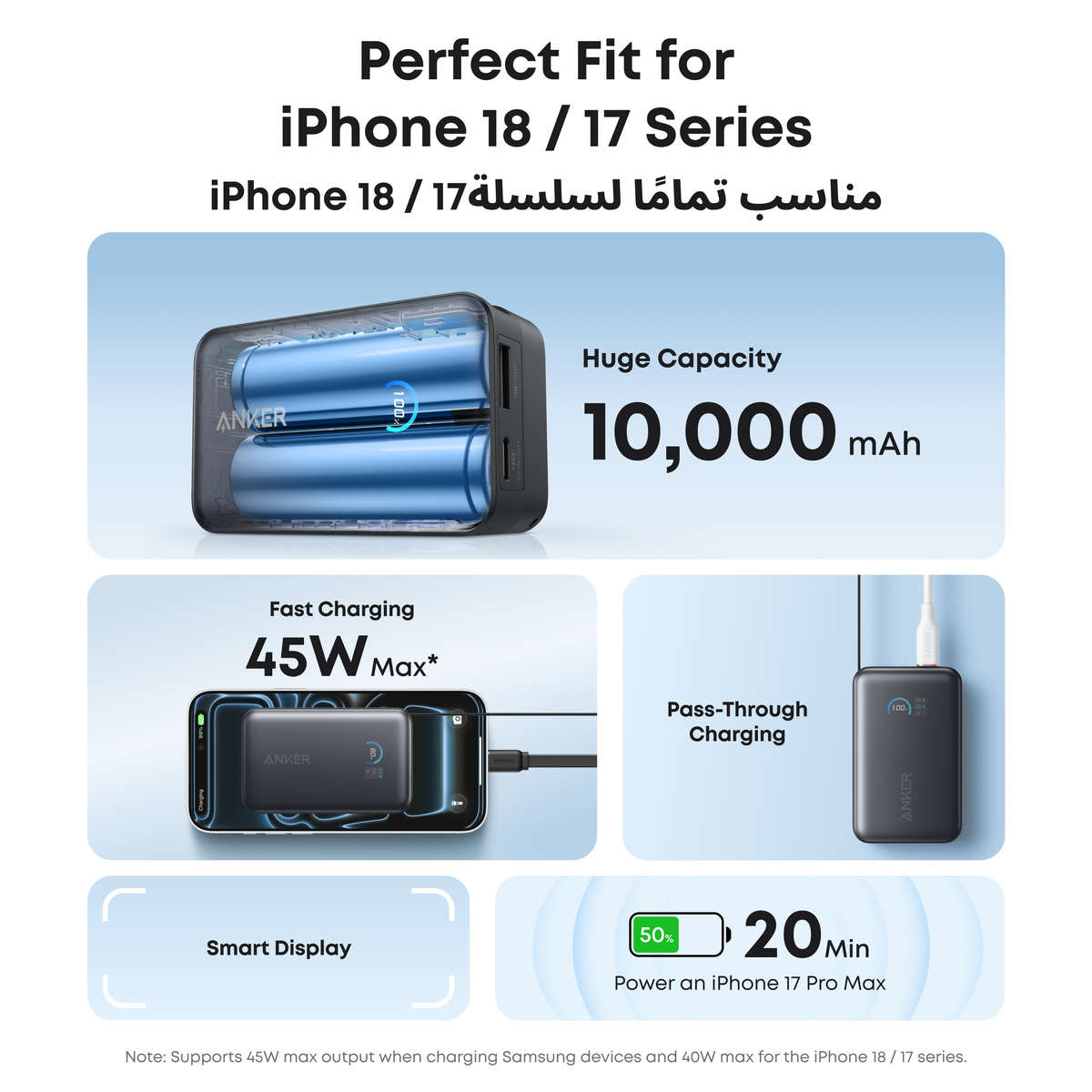 Anker Nano Power Bank 10000mAh 45W Built-In Retractable USB-C Cable