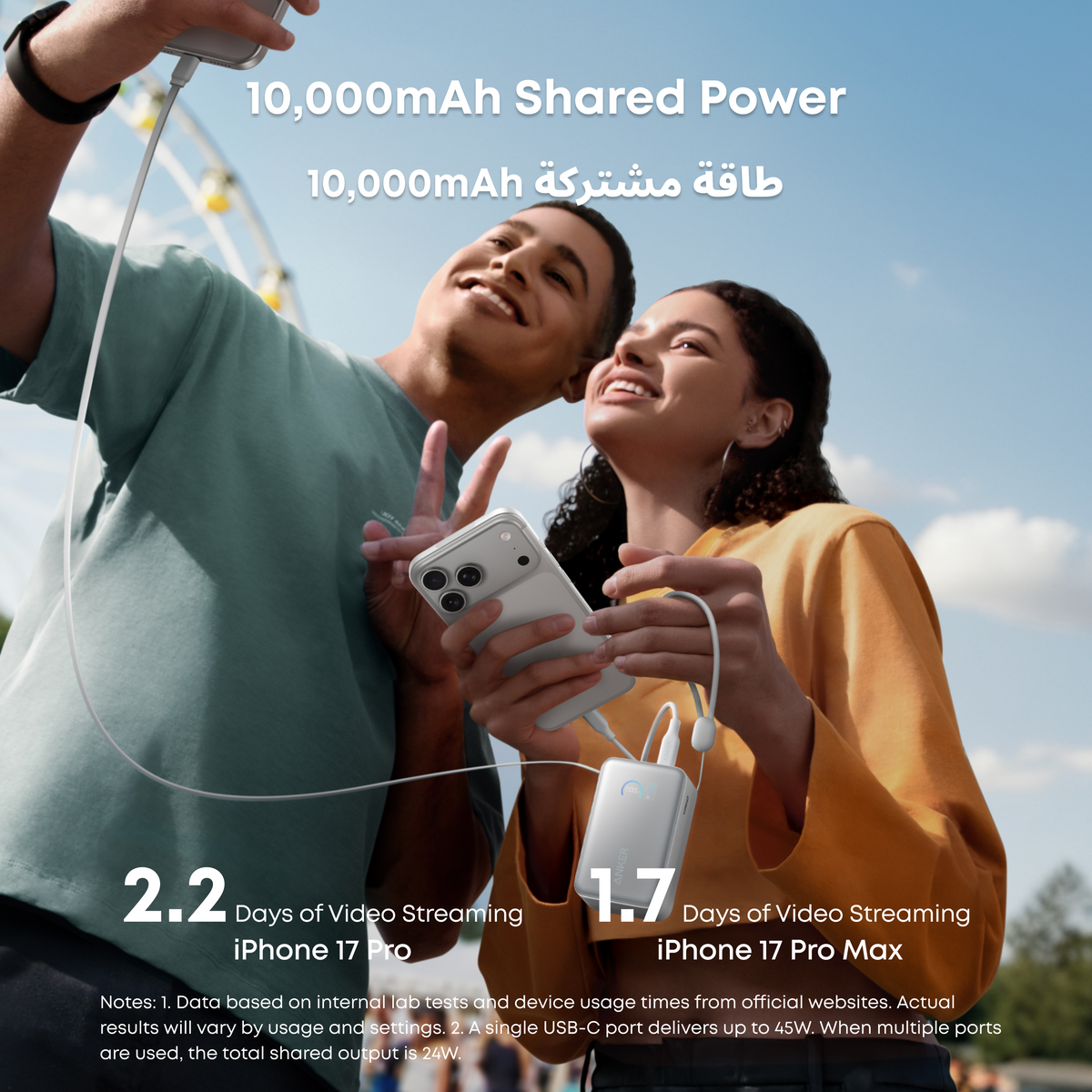 Anker Nano Power Bank 10000mAh 45W Built-In Retractable USB-C Cable