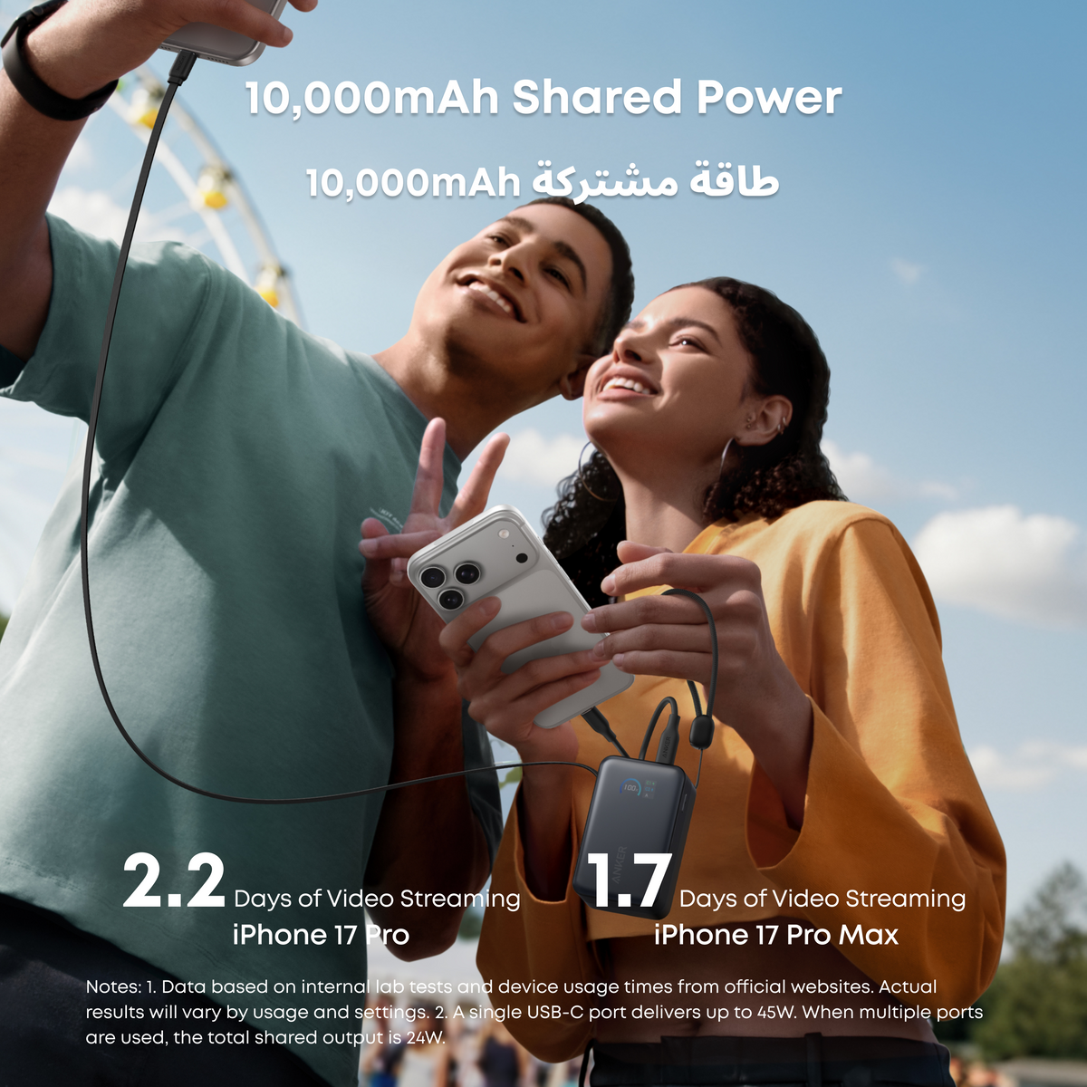 Anker Nano Power Bank 10000mAh 45W Built-In Retractable USB-C Cable