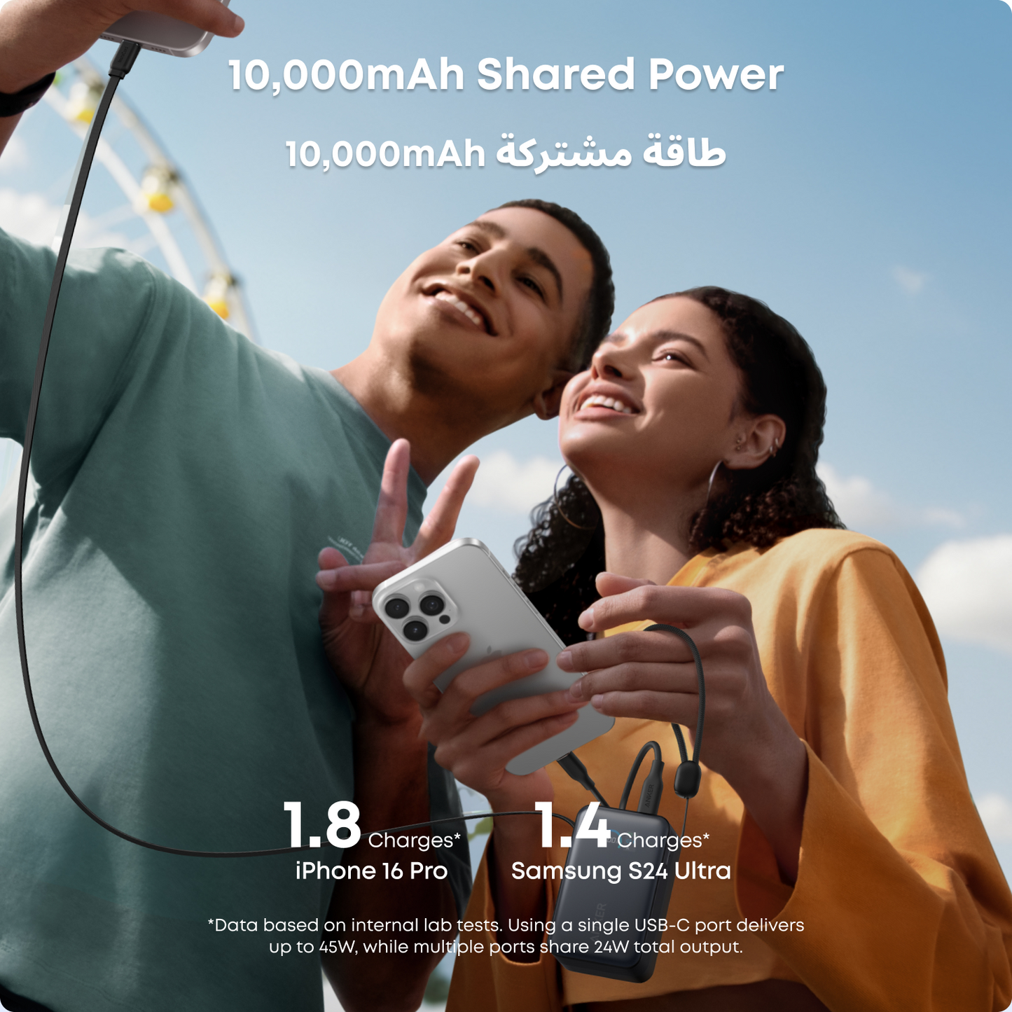 Anker Nano Power Bank 10000mAh 45W Built-In Retractable USB-C Cable