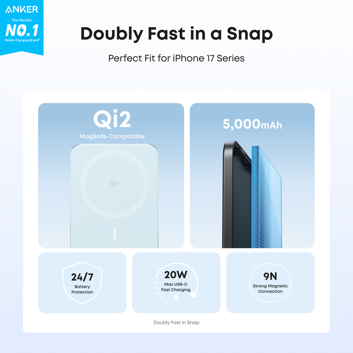 Anker Nano Power Bank 5000mAh Slim Magnetic Wireless