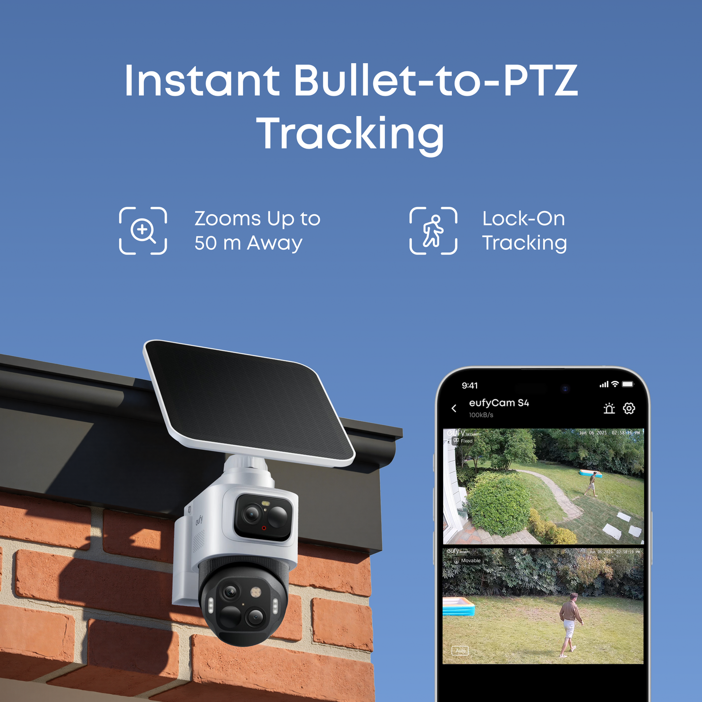 eufyCam S4 Triple-Lens Outdoor Solar Security Camera Solo