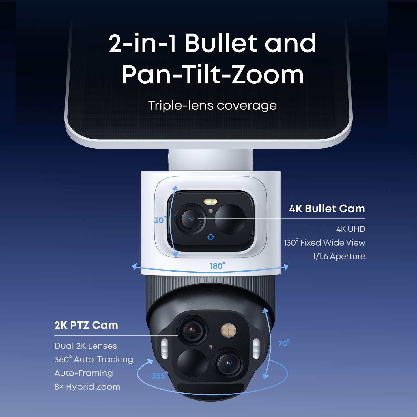 eufyCam S4 Triple-Lens Outdoor Solar Security Camera 2-Cam Kit