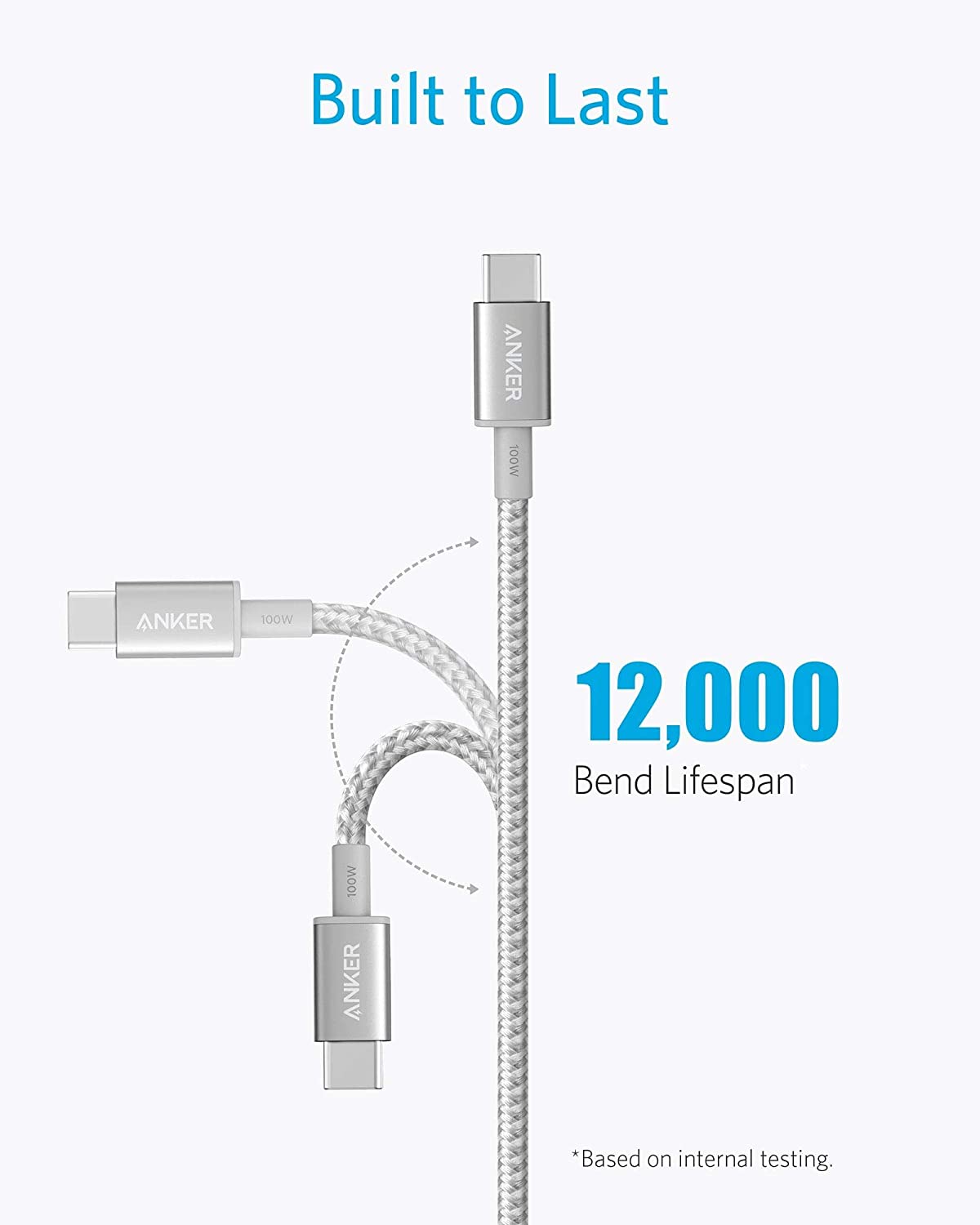 New Nylon USB-C to USB-C 100W Cable (10 ft)