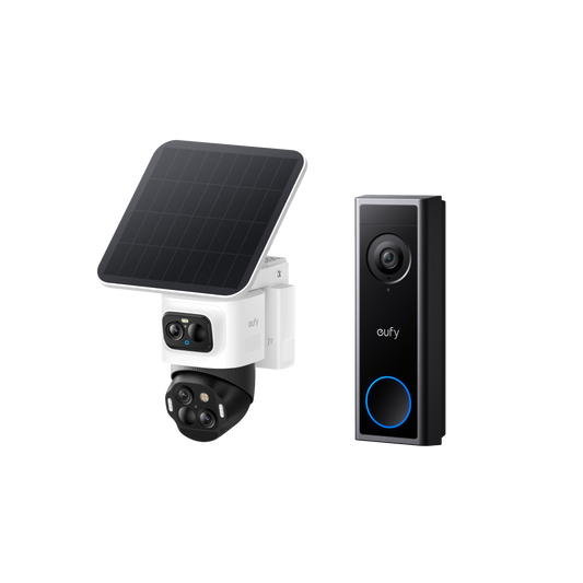 eufyCam S4 Triple-Lens Outdoor Solar Security Camera Solo + eufy Video Doorbell C30