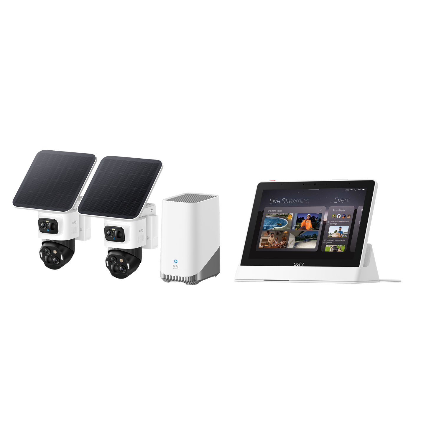 eufyCam S4 Triple-Lens Outdoor Solar Security Camera 2-Cam Kit +  eufy Smart Display E10