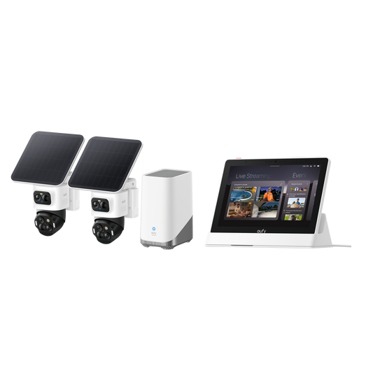 eufyCam S4 Triple-Lens Outdoor Solar Security Camera 2-Cam Kit +  eufy Smart Display E10