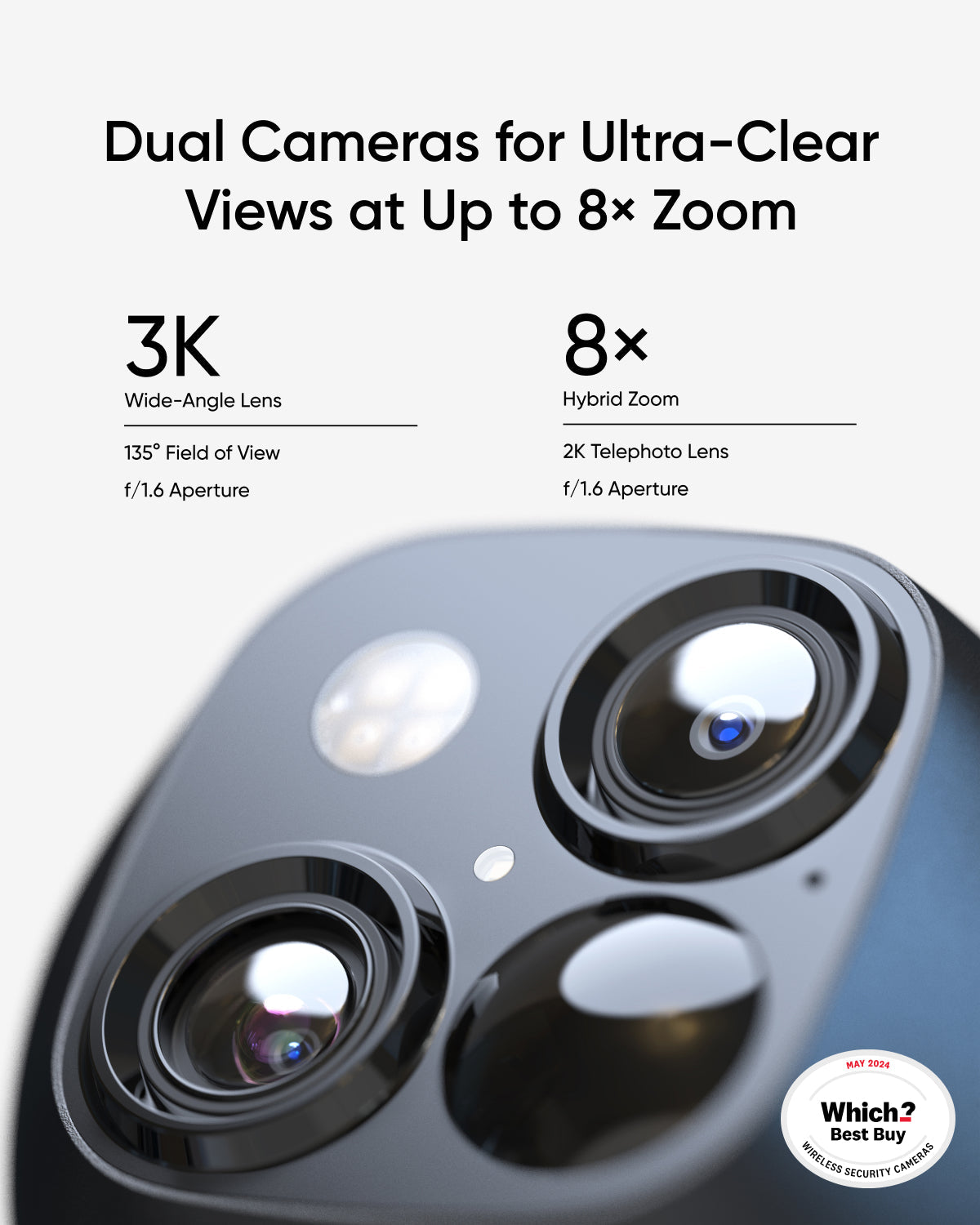 SoloCam S340 Wireless Outdoor Security Camera with Dual Lens and Solar Panel