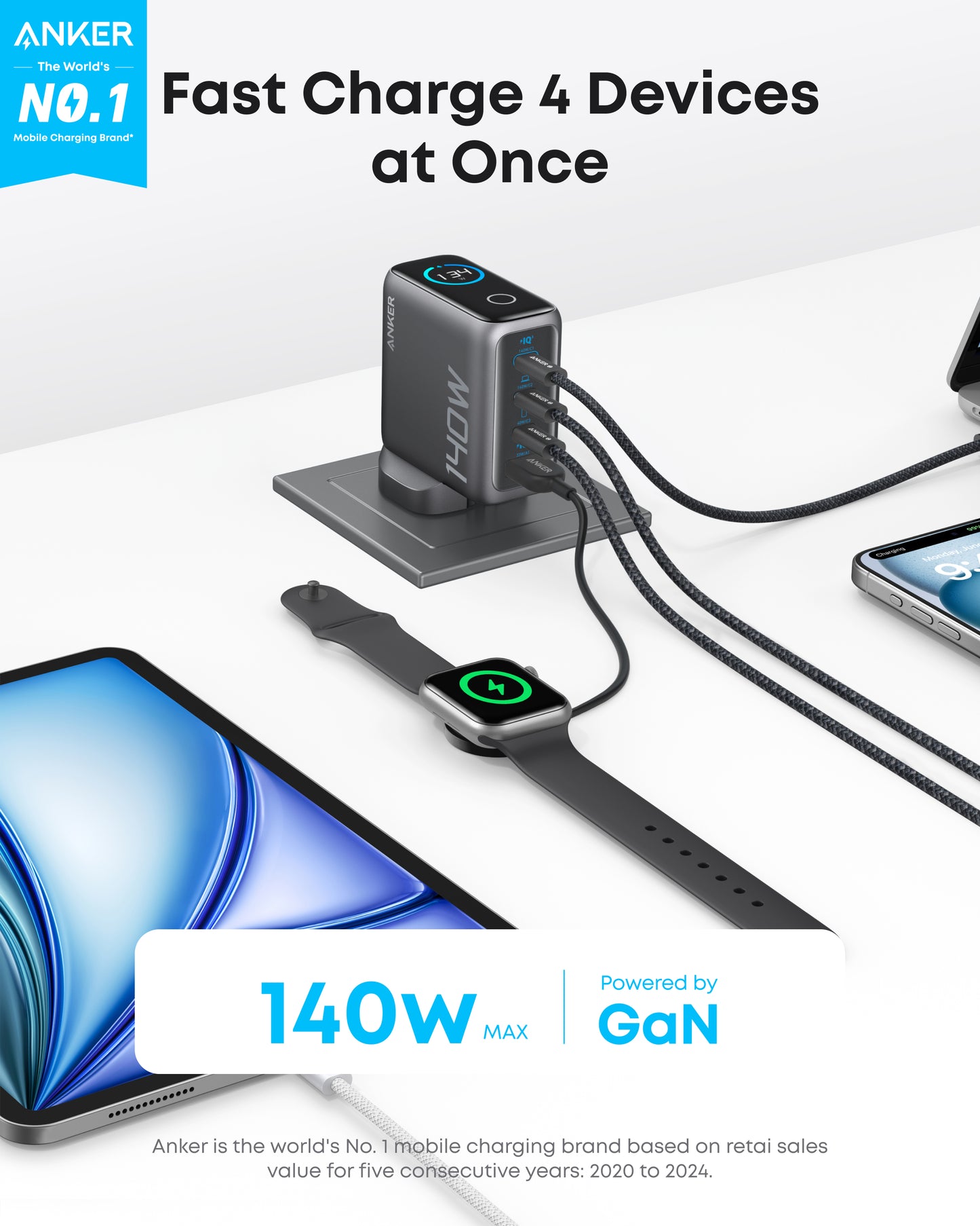 Anker charger with dual USB-C ports for ultra-fast laptop charging