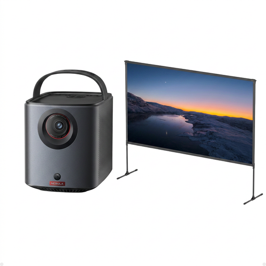 Mars 3 Air Portable Google TV Projector + Nebula 100-Inch Home Projector Screen