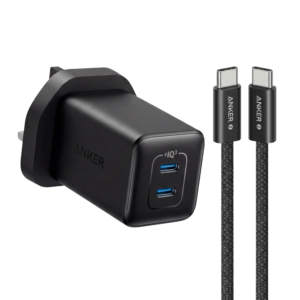 Anker Nano Wall Charger 47W 2 Ports 523 Charger + Anker USB-C to USB-C Cable 140W
