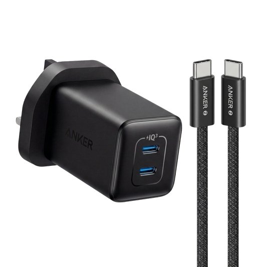 Anker Nano Wall Charger 47W 2 Ports 523 Charger + Anker USB-C to USB-C Cable 140W