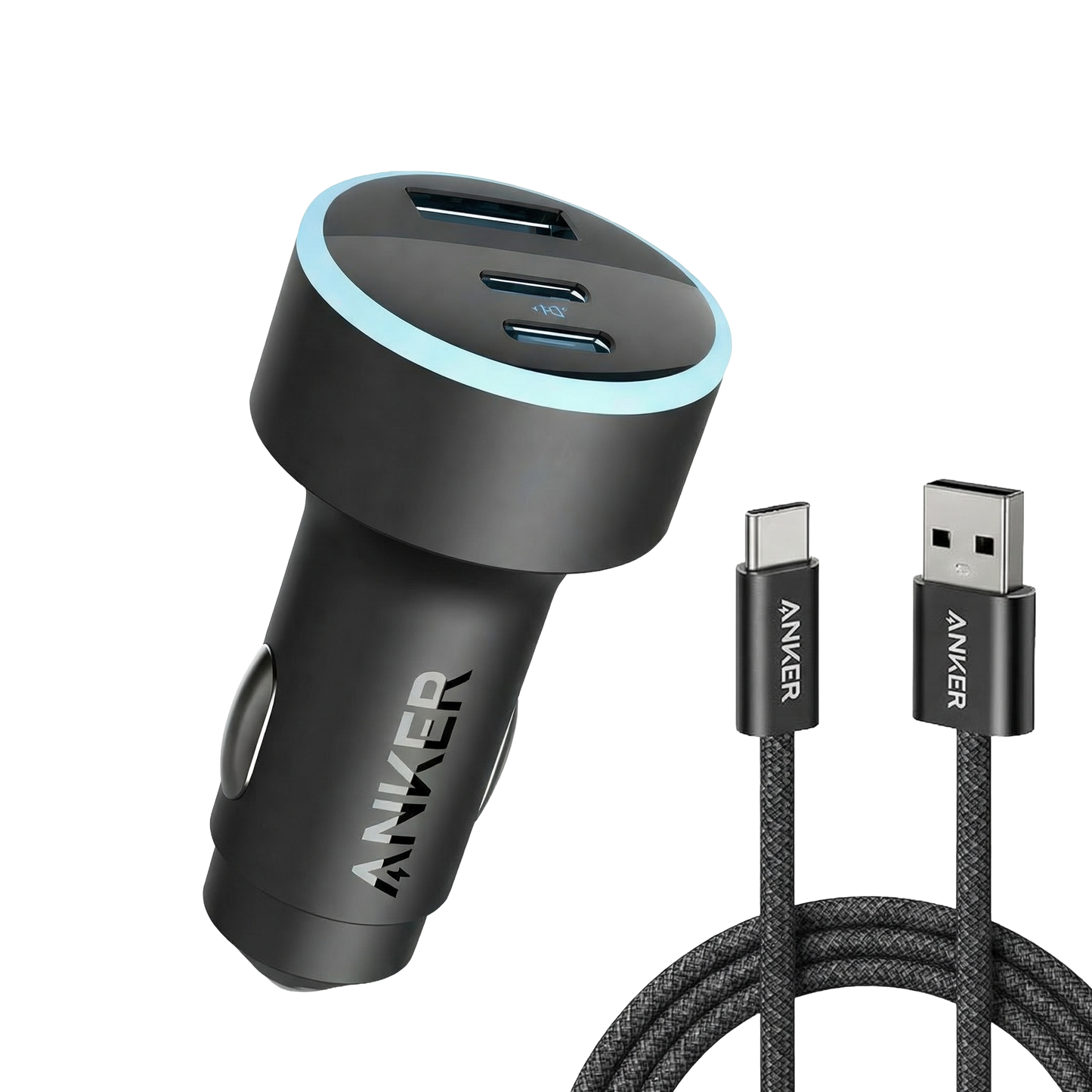 Anker 335 Car Charger, 67W, 3-Port + Anker Zolo USB-A to USB-C Cable
