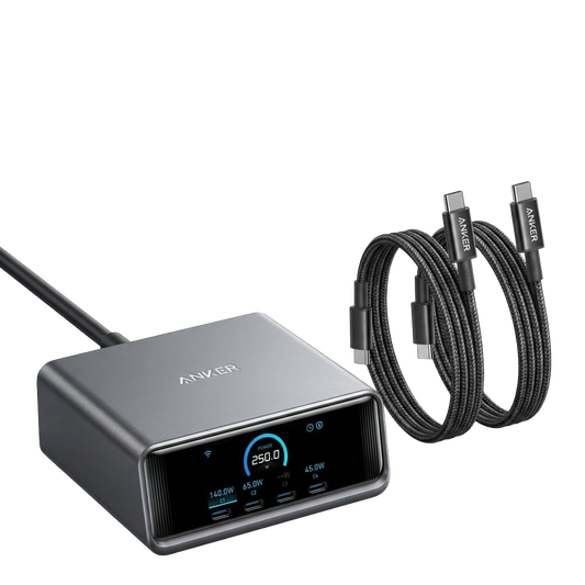 Anker Prime Desktop Charger 250W 6 Ports + Anker USB C to USB C Cable (3.3FT, 2Pack)