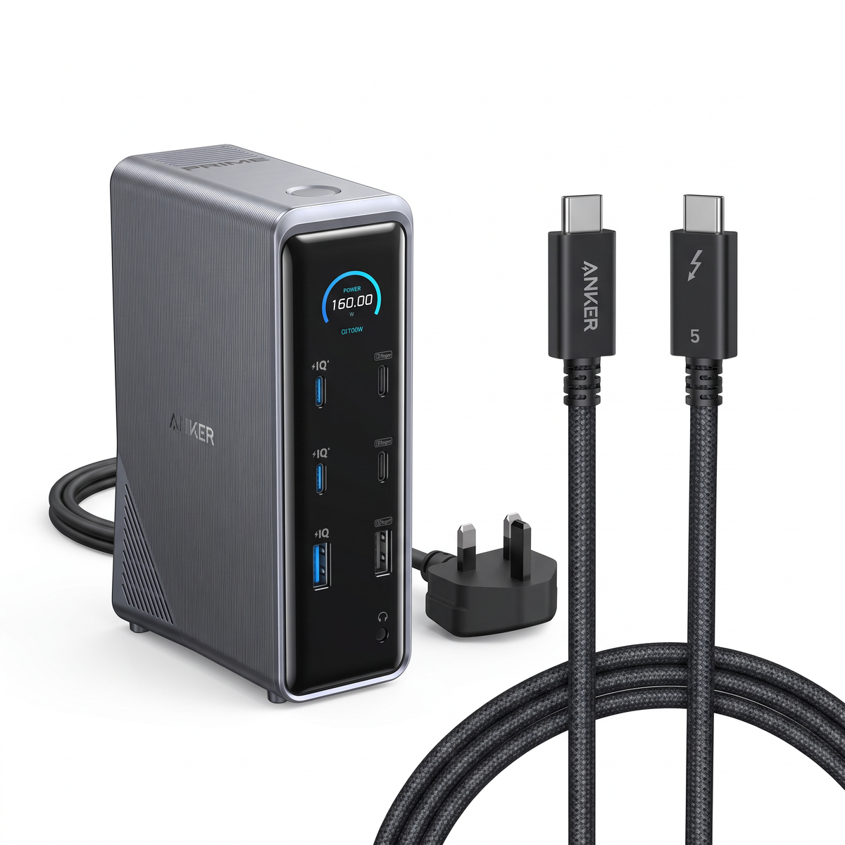 Anker Prime Charging Docking Station 160W 14-in-1 Dual Display+Anker Prime Thunderbolt 5 Cable (1m, 80Gbps, 240W)