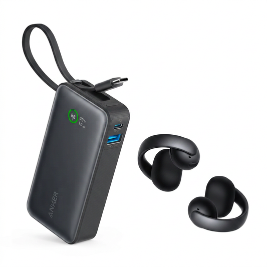 Anker Nano Power Bank 10000mAh 30W Built-In USB-C Cable + soundcore AeroClip Open Ear Headphone