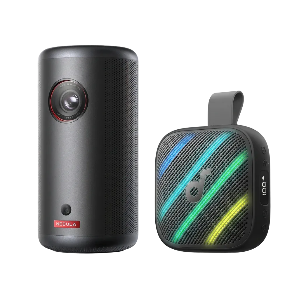 Capsule 3 1080p Mini Google TV Projector + soundcore Boom Go 3i