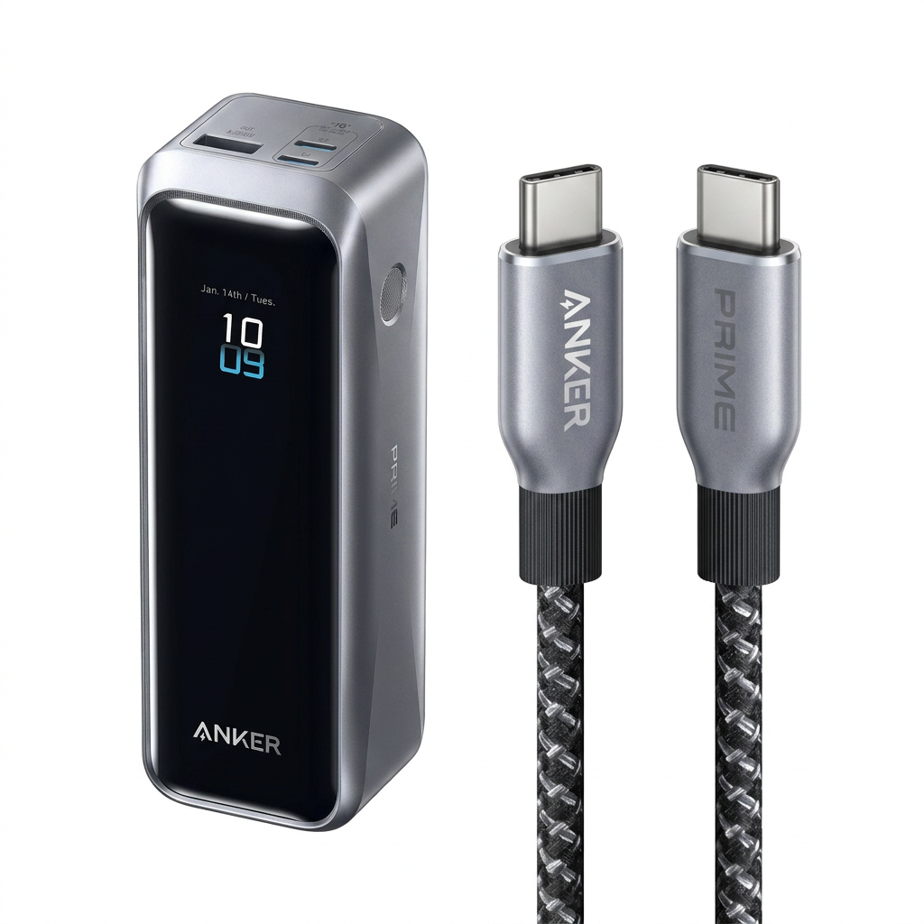 Anker Prime Power Bank 20,100mAh 220W + USB-C to USB-C Cable (240W, Upcycled-Braided)